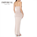 Asymmetrical High Slit V Neck Spaghetti Strap Bodycon Maxi Dress